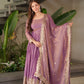 Lorenvalley Fashion Lavender Fendy Satin Embroidery Sequins Work Anarkali Gown with Dupatta | Swadesiicart