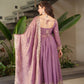 Lorenvalley Fashion Lavender Fendy Satin Embroidery Sequins Work Anarkali Gown with Dupatta | Swadesiicart