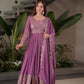 Lorenvalley Fashion Lavender Faux Georgette Embroidery & Sequins Work Anarkali Gown Sharara with Dupatta | Swadesiicart