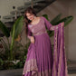 Lorenvalley Fashion Lavender Faux Georgette Embroidery & Sequins Work Anarkali Gown Sharara with Dupatta | Swadesiicart