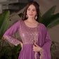Lorenvalley Fashion Lavender Faux Georgette Embroidery & Sequins Work Anarkali Gown Sharara with Dupatta | Swadesiicart