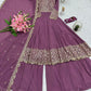 Lorenvalley Fashion Lavender Faux Georgette Embroidery & Sequins Work Anarkali Gown Sharara with Dupatta | Swadesiicart