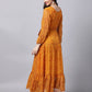 Souchii Yellow Floral Layered Chiffon Maxi Dress - Swadesiicart