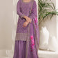Anaita Purple Embroidered Viscose Chinon Salwar Suit