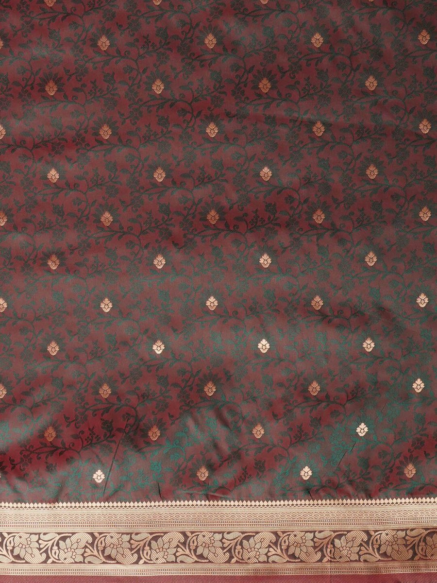 Anouk Floral Zari Banarasi Saree | Swadesiicart