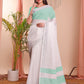 Shree Shyam Fashion The White Loom White Linen Cotton Saree