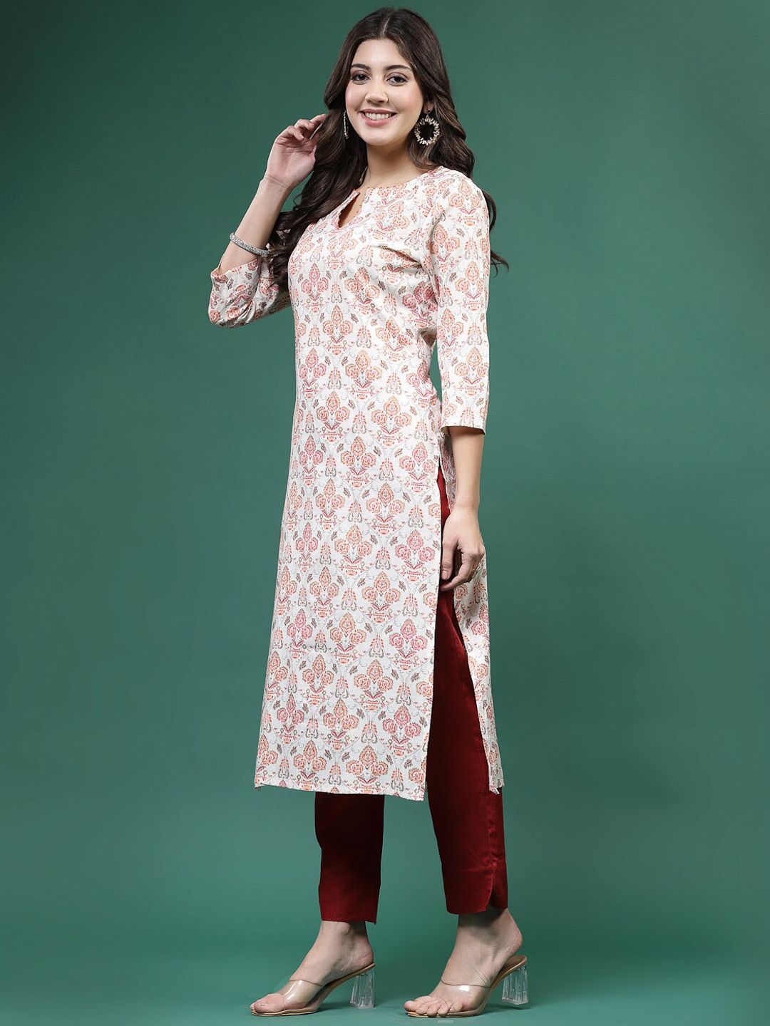 Sangria Printed Straight Kurtas - Swadesiicart