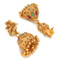 Aadita Gold-Toned Red & Green Stone-Studded Temple Jewelry Set - Swadesiicart