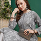 ADA Women Grey & White Chikankari Embroidered Straight Kurta | Swadesiicart
