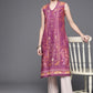 Biba Women Purple & Brown Pure Cotton Ethnic Motifs Printed V-Neck Sleeveless Kurta - Swadesiicart