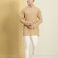 House of Pataudi Men Pure Cotton Solid Chikankari Jashn Short Kurta | Swadesiicart
