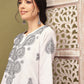 ADA Ethnic Motifs Embroidered Notch Neck Cotton Chikankari Straight Kurta | Swadesiicart