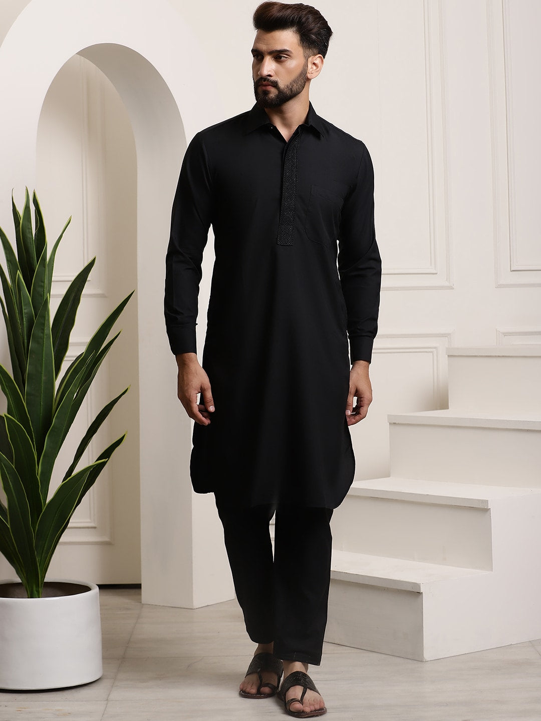 Sojanya Cotton Linen Kurta With Pyjamas | Swadesiicart