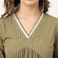 FIORRA Women's Olive Green Poly Crepe A-Line Kurta Set - Swadesiicart