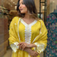 The52 Yellow Women's Gorgeous Embroidered Georgette Fabric Straight Kurta Pant with Dupatta Set - Swadesiicart