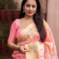 Pink Silk Blend Geometric Saree with Unstitched Blouse - Hiral Fashion | Swadesiicart
