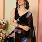 Black Georgette Designer Printed Ready To Wear Saree - Elite | Swadesiicart