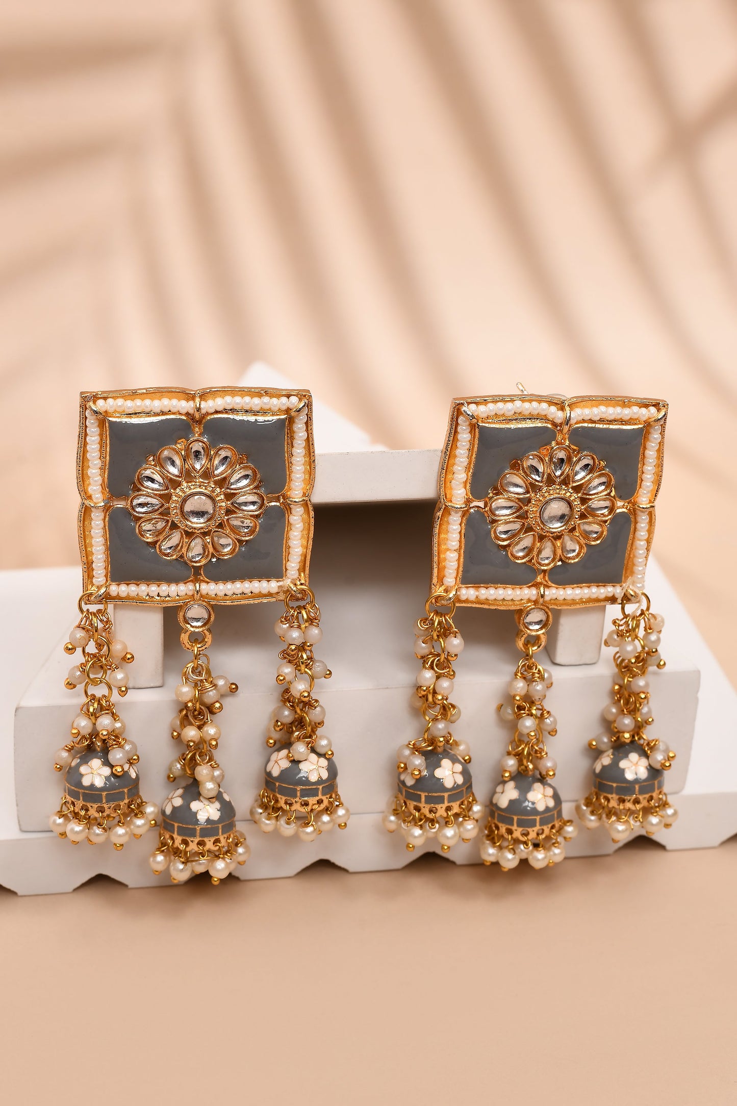 New Stylish Meenakari Grey Jhumki Earring for Womens by House of Ree | Swadesiicart