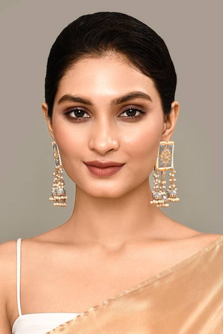 New Stylish Meenakari Grey Jhumki Earring for Womens by House of Ree | Swadesiicart