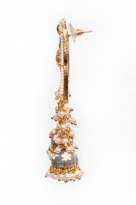 New Stylish Meenakari Grey Jhumki Earring for Womens by House of Ree | Swadesiicart
