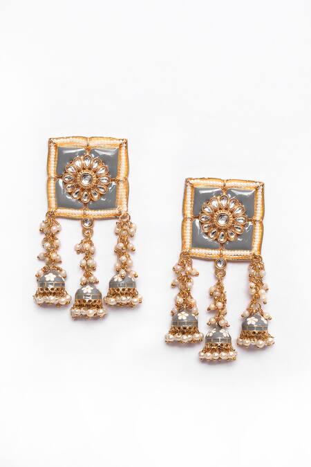 New Stylish Meenakari Grey Jhumki Earring for Womens by House of Ree | Swadesiicart