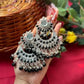 Tehzeeb Creations Women's Oxidised Earrings With Mirror And Black Pearl | Swadesiicart