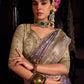 Anaita Lavender Viscose Tissue Has Worked Pallu Saree With Embroidered Blouse Piece