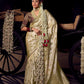 Anaita Beige Viscose Tissue Has Worked Pallu Saree With Embroidered Blouse Piece
