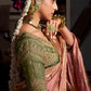 Anaita Green Viscose Tissue Has Worked Pallu Saree With Embroidered Blouse Piece