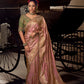 Anaita Green Viscose Tissue Has Worked Pallu Saree With Embroidered Blouse Piece