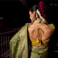 Anaita Dark Green Viscose Tissue Has Worked Pallu Saree With Embroidered Blouse Piece