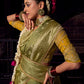 Anaita Dark Green Viscose Tissue Has Worked Pallu Saree With Embroidered Blouse Piece