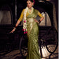 Anaita Dark Green Viscose Tissue Has Worked Pallu Saree With Embroidered Blouse Piece