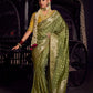Anaita Dark Green Viscose Tissue Has Worked Pallu Saree With Embroidered Blouse Piece