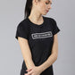 MKH Women Black Typography Printed Round Neck Dri-FIT T-shirt - Swadesiicart