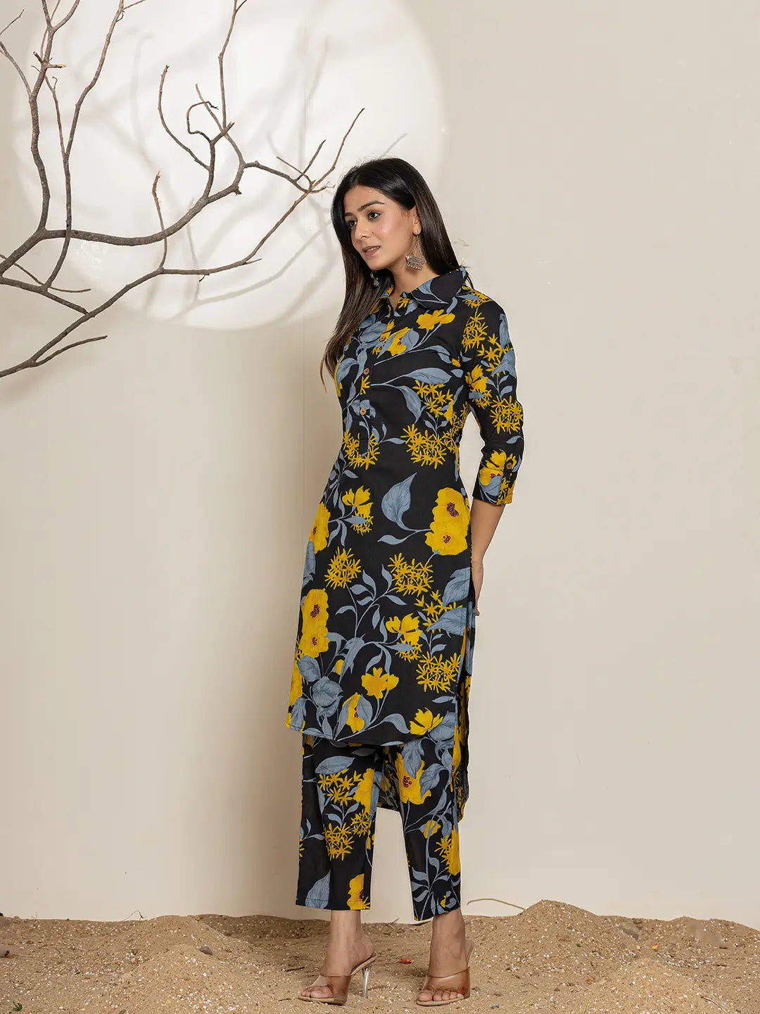 Yufta Black Cotton Co-Ord Set - Swadesiicart