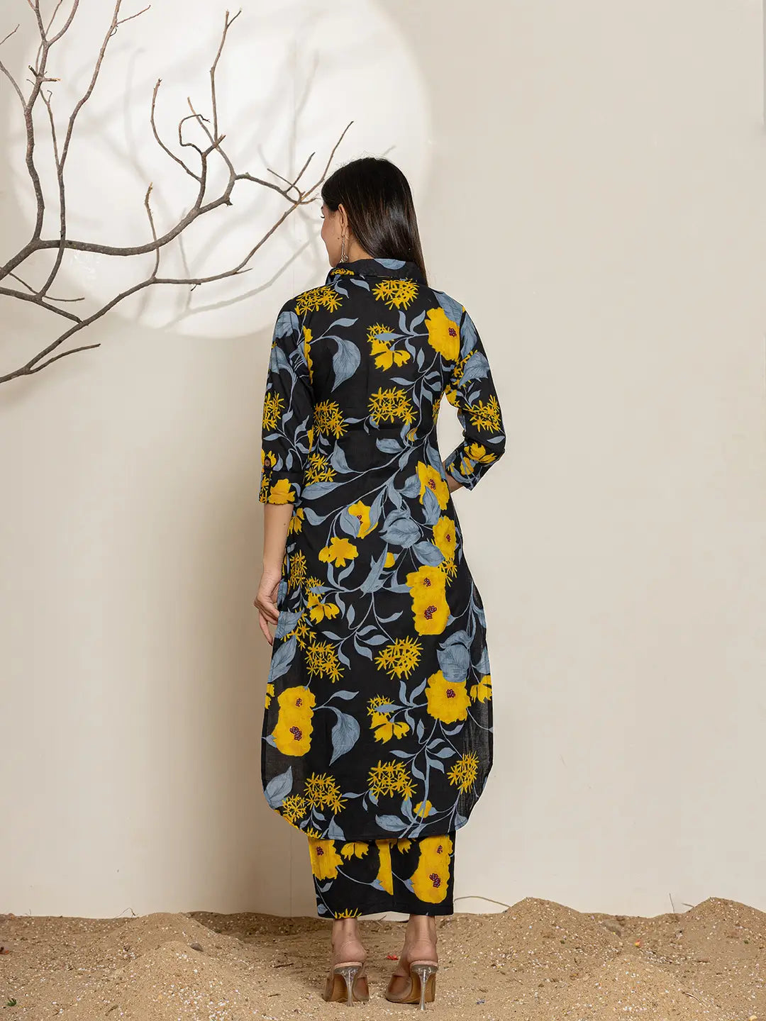 Yufta Black Cotton Co-Ord Set - Swadesiicart