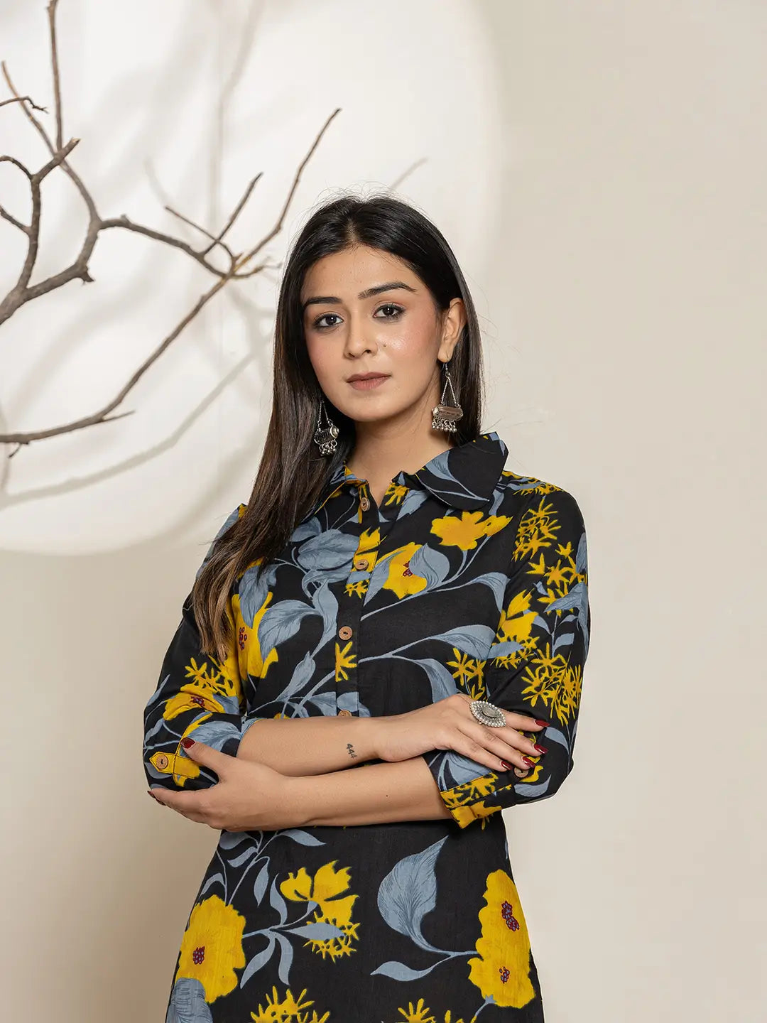 Yufta Black Cotton Co-Ord Set - Swadesiicart