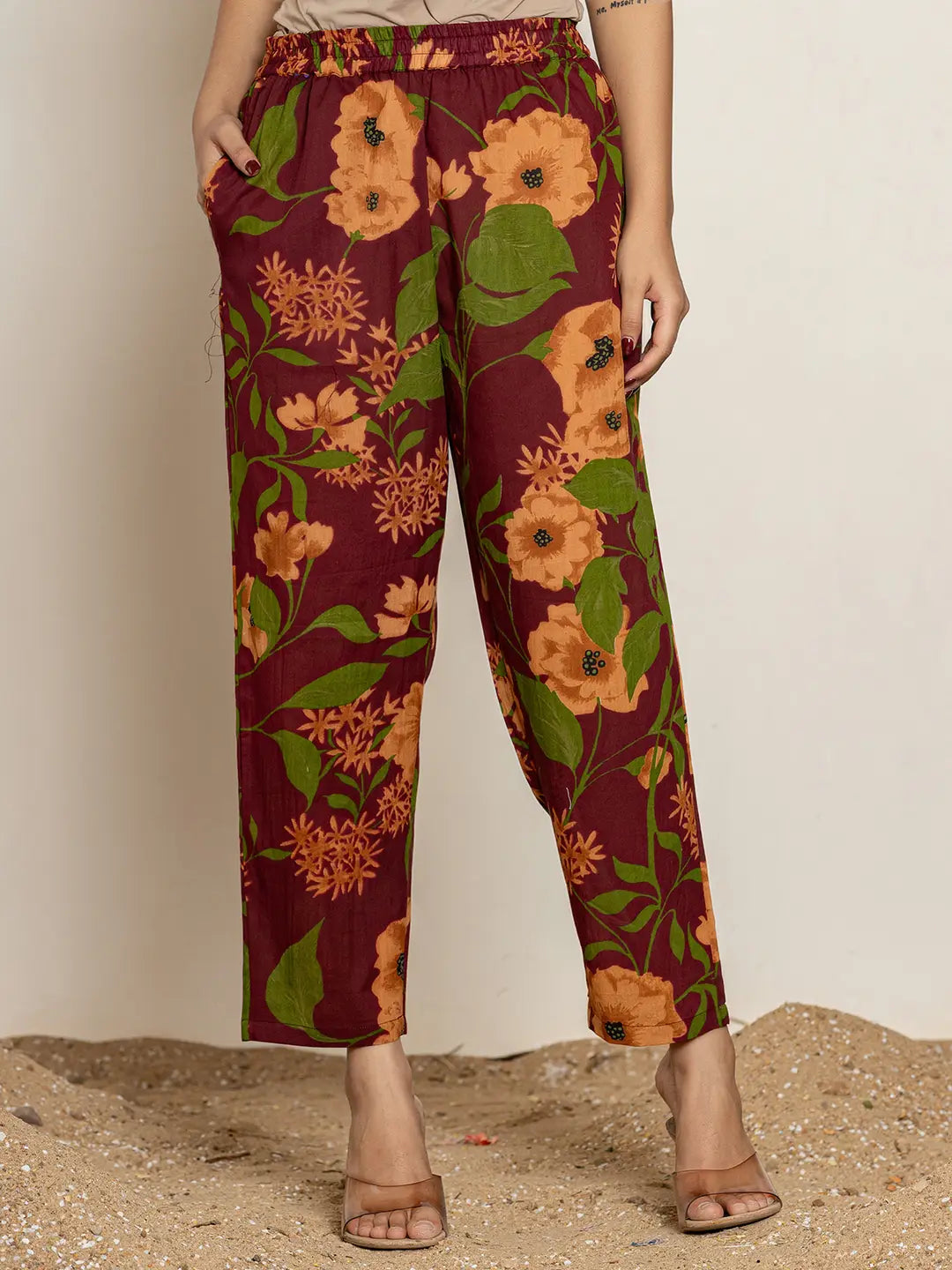 Yufta Maroon Cotton Co-Ord Set - Swadesiicart