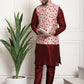 Sojanya Men Maroon & Beige Self Design Kurta with Churidar & Nehru Jacket | Swadesiicart