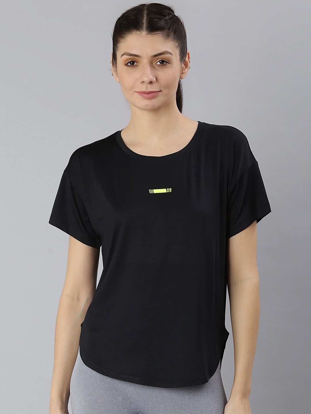 MKH Women Black Dri-FIT Sports T-shirt - Swadesiicart