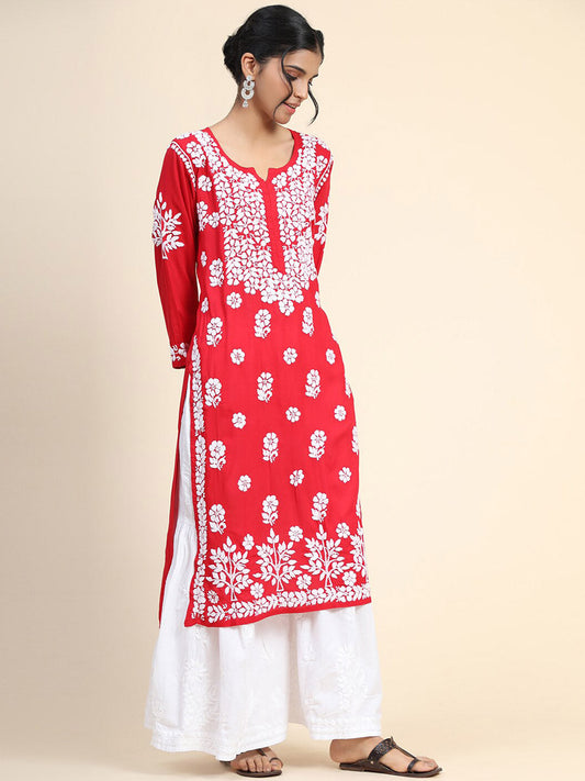 HOUSE OF KARI Women Embroidered Chikankari Cotton Kurta | Swadesiicart