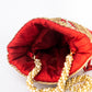 NR By Nidhi Rathi Maroon & Gold-Toned Persia Embroidered Potli Clutch - Swadesiicart