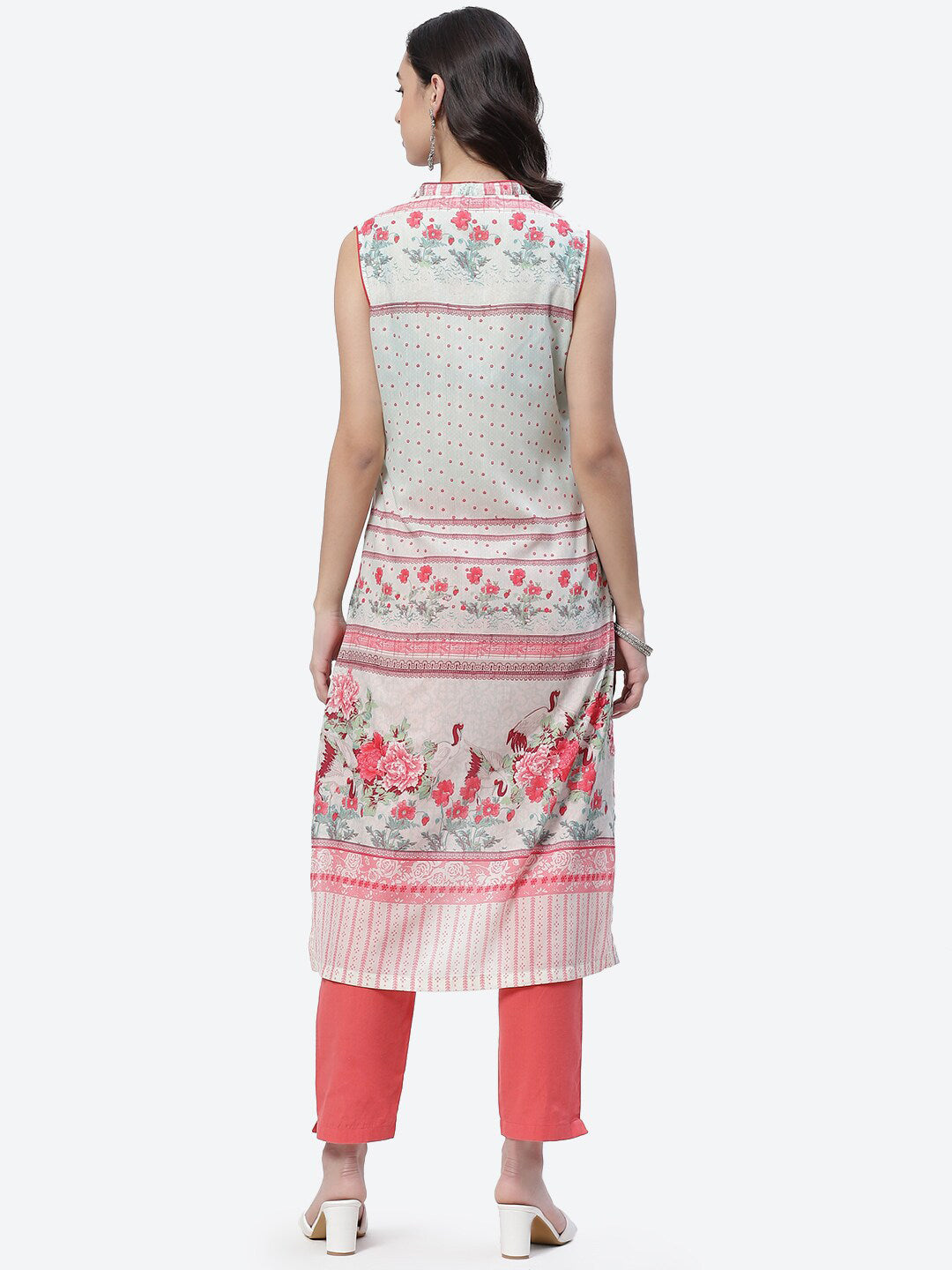 Biba Women Green Floral Printed Thread Work Kurta - Swadesiicart