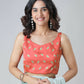 Vastranavya Mint Green & Coral Mandala Print Free Hand Ready to Wear Saree | Swadesiicart