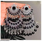 Tehzeeb Creations Women's Oxidised Earrings With Mirror And Black Pearl | Swadesiicart