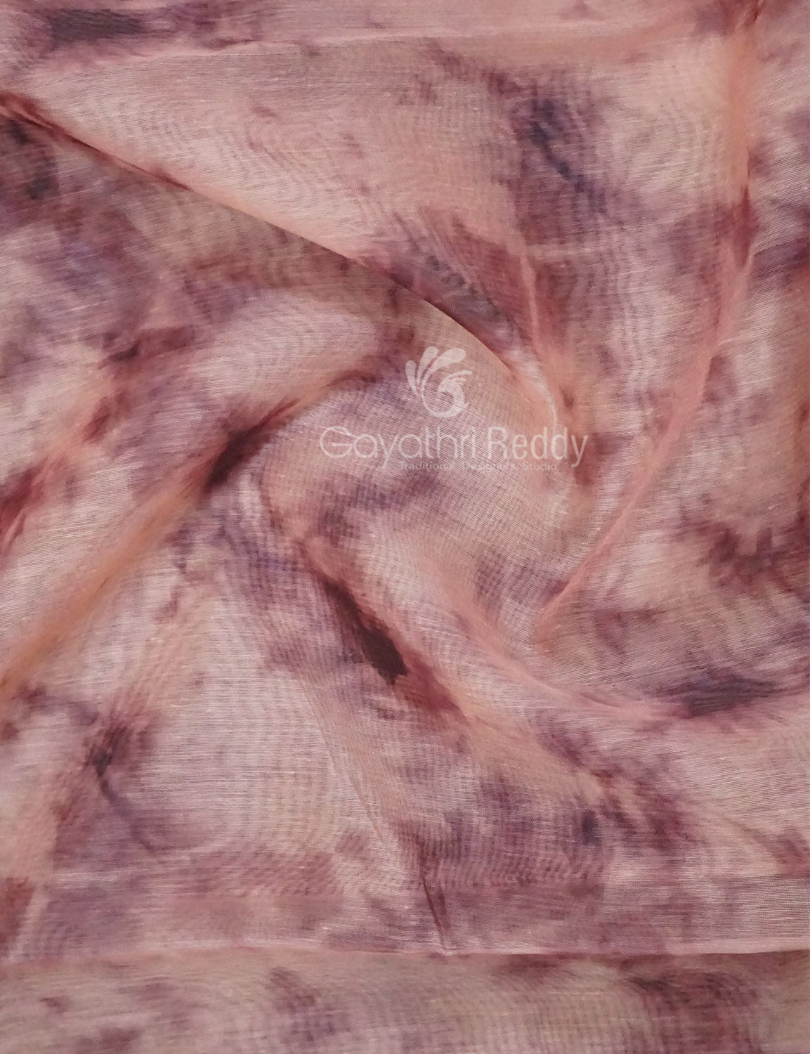 Shades of Light Peach And Onion Colour Shibori Print Semi Chanderi Saree By Gayathri Reddy Designer Studio | Swadesiicart