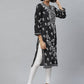 ADA Women Black & White Chikankari Embroidered Straight Sustainable Handloom Kurta | Swadesiicart