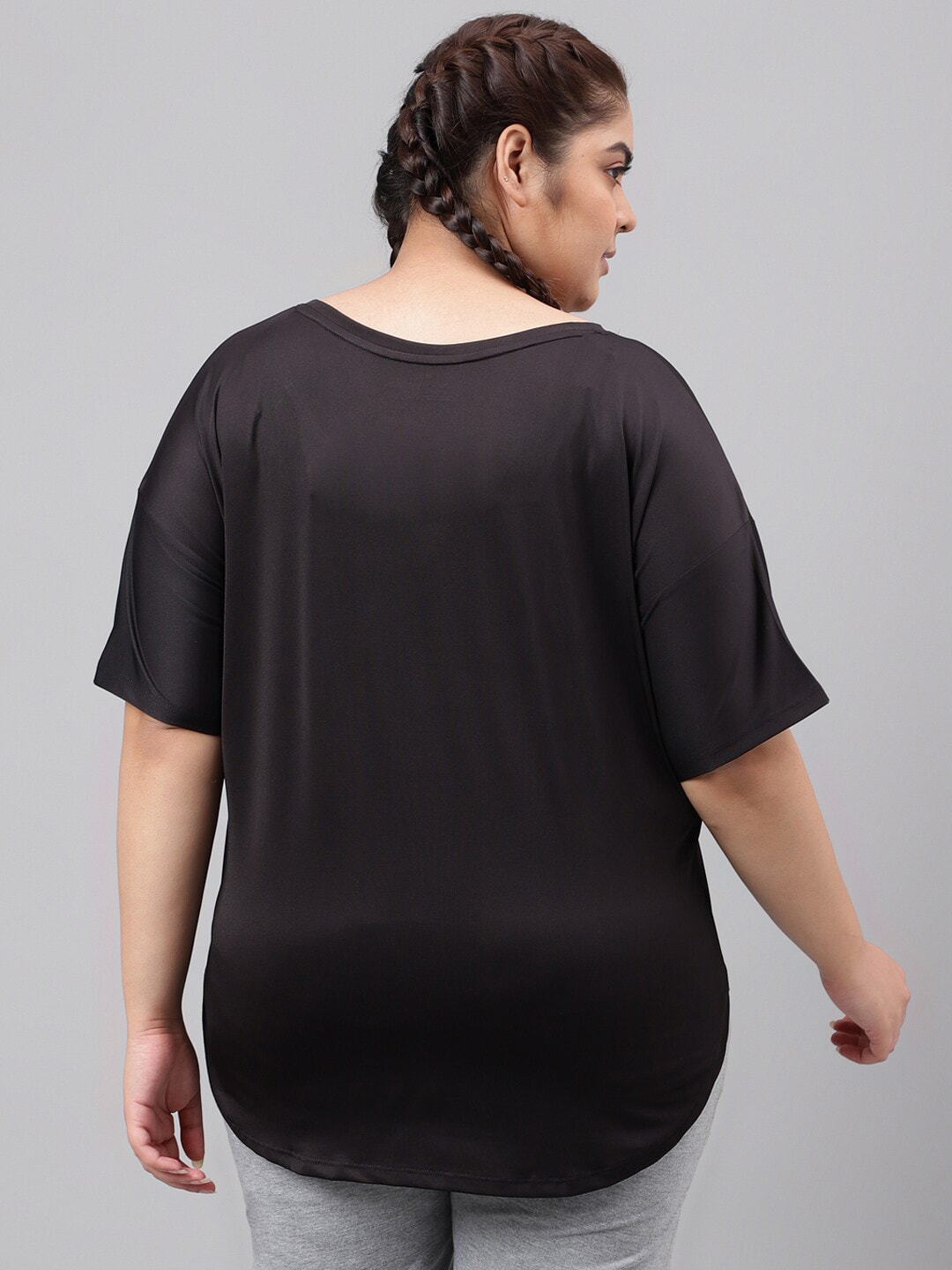 MKH Plus Size Typography Printed Dri-FIT Relaxed Fit Drop-Shoulder Sleeves Gym T-shirt - Swadesiicart
