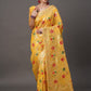 Mitera Floral Organza Banarasi Zari Saree With Blouse Piece | Swadesiicart